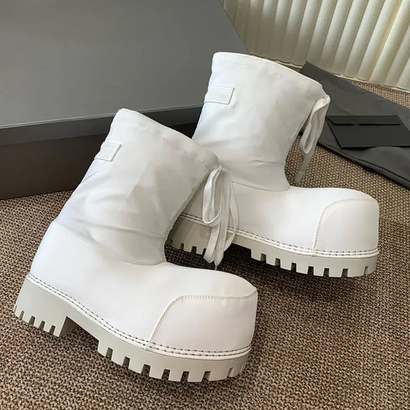 Women Designer Thickening Warmth Alaska Bootie Brand Men Exaggerated Proportions Calfskin Fur Short Big Toe Boots Size