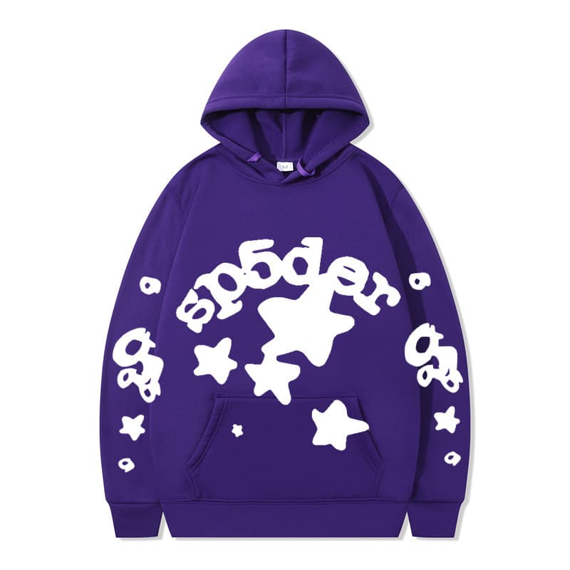 Sweat à capuche unisexe SP5DER imprimé toile d'araignée, marque tendance européenne et américaine, grandes tailles, coupe ample.
