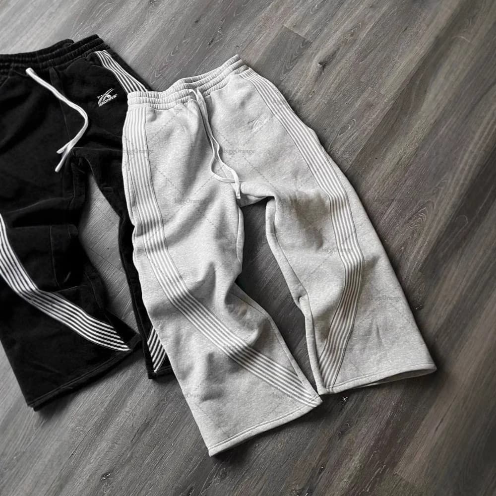 Fashion Brand American Hip Hop Casual Sports Pants Men And Women Personality Street Loose Straight Side Striped Sweatpants Trousers Cross Border