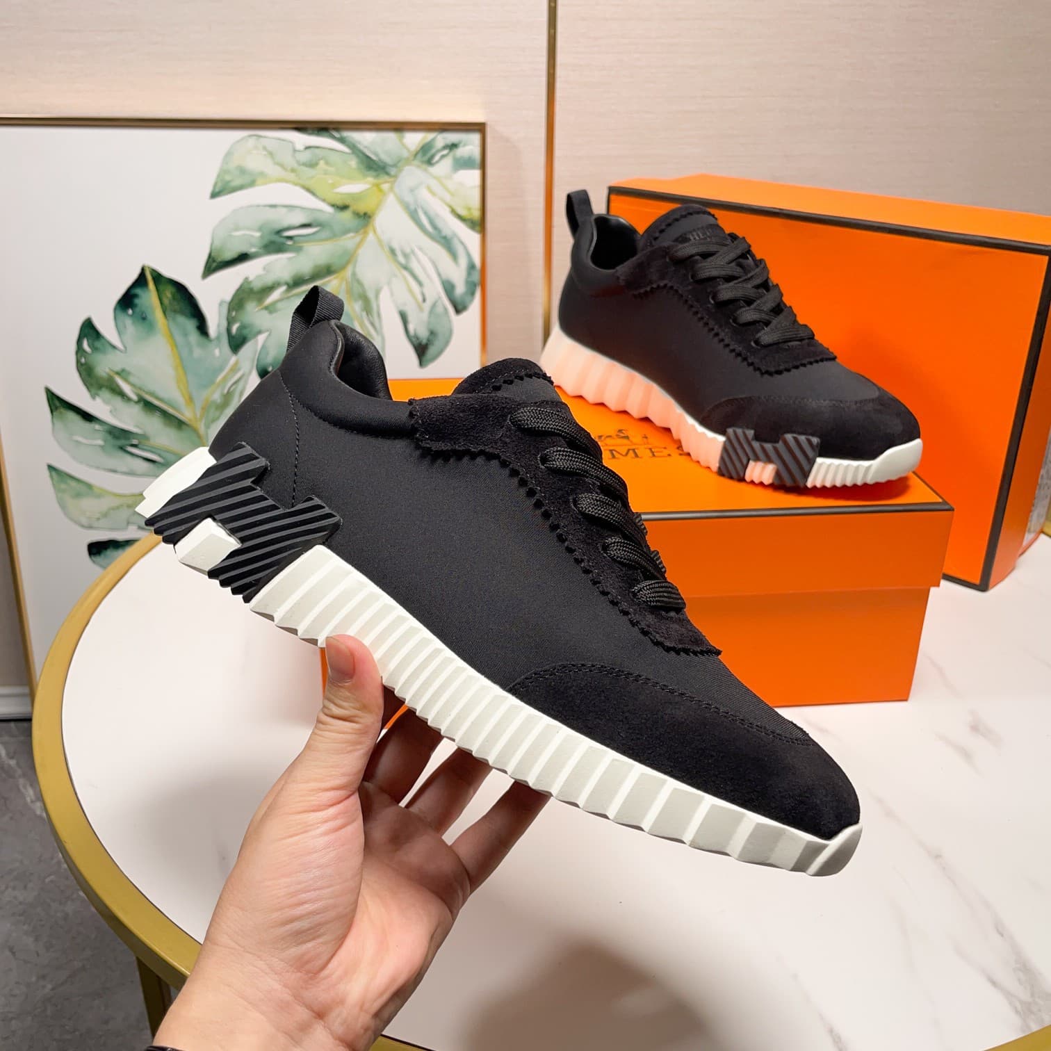 Chaussures tendance pour couples de la marque H, baskets décontractées confortables et polyvalentes en cuir véritable respirant et en maille,