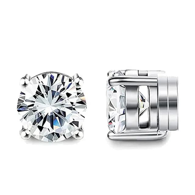 Stainless Steel Magnetic Clip Earrings With Zirconia By Girl's Beauty Lab