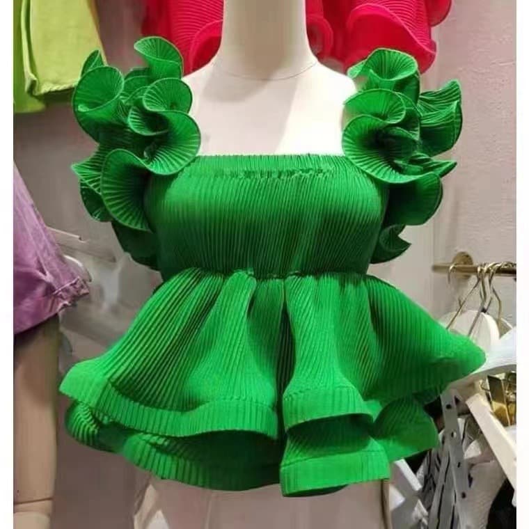 Women's Clothing Design Niche Ruffled Vest Outerwear For Women In Summer Sweet And Spicy Waist Short Top Crop Top