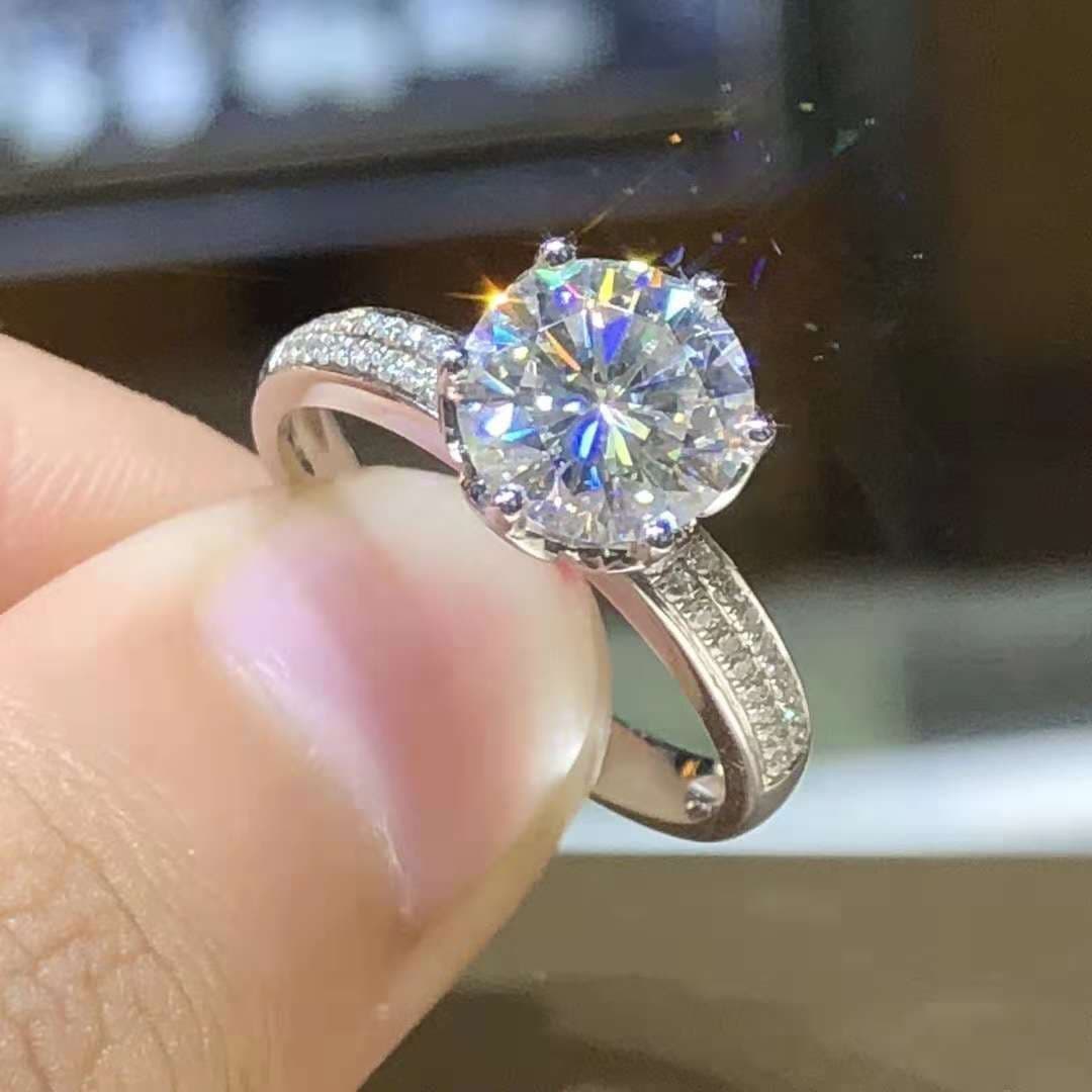 American Moissanite Diamond For Women 2 Carat PT950 Plated Couple Rings Proposal Wedding Ring