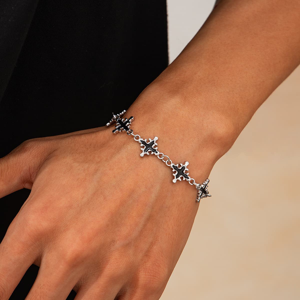 Hip Hop Niche Oil Drip Cross For Men Fashion Personality Simple Beaded Bracelet Men's Hot Selling Hand Jewelry