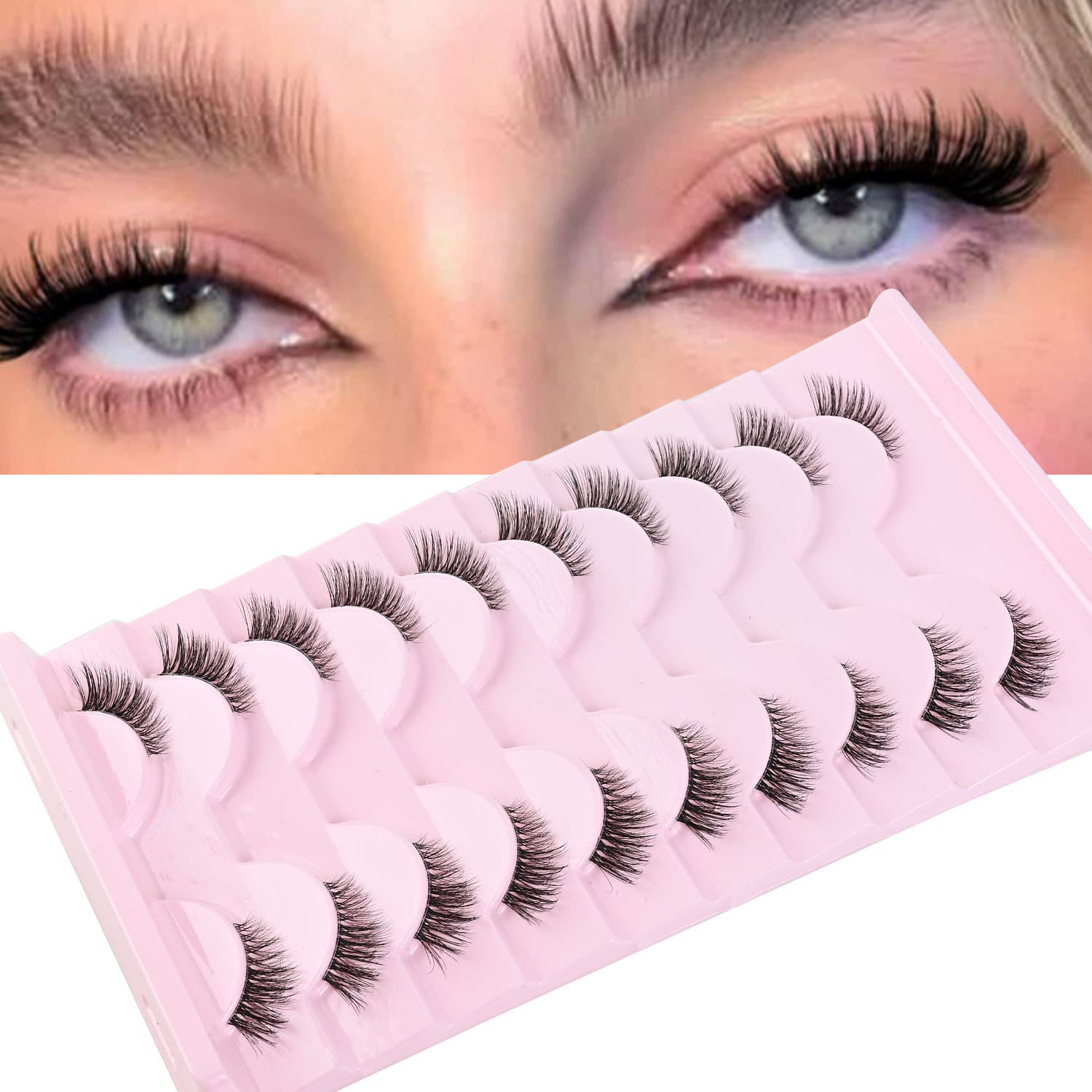 Eyelashes Set New Cat Eye False Eyelashes Eye End Extension Transparent Stem Eyelashes 10 Pairs