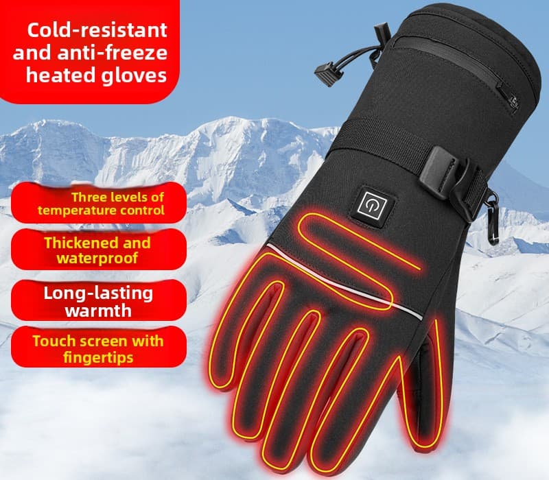 Trade Thermal Three-Level Cold-Proof Outdoor Cycling Skiing Electric Heated Windproof Touchscreen Gloves
