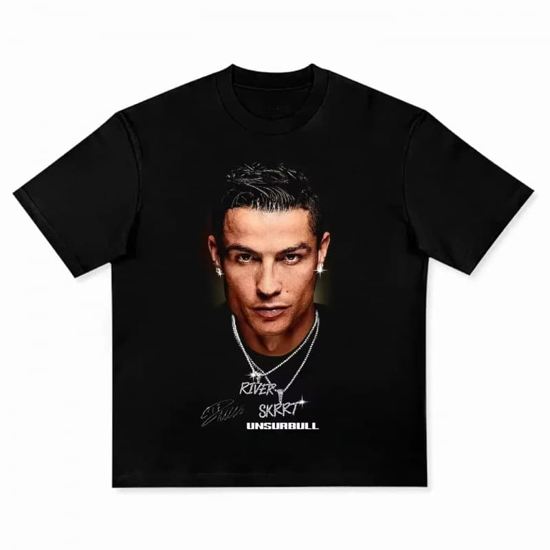 T-shirt homme 100% coton, taille européenne, Cristiano Ronaldo, superstar du football