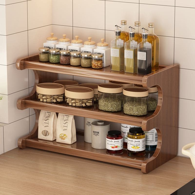 Kitchen Storage Rack Multi-layer Desktop Multi-functional Oil Salt Sauce Vinegar Countertop Organizer Display Shelf