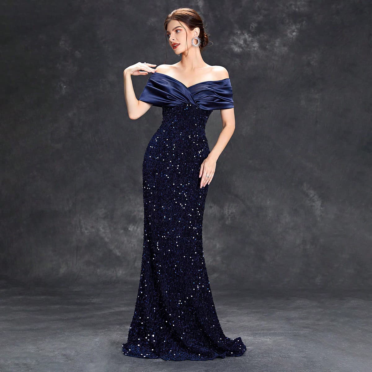 Women's one-shoulder evening dress new slim fishtail sexy temperament party dress skirt