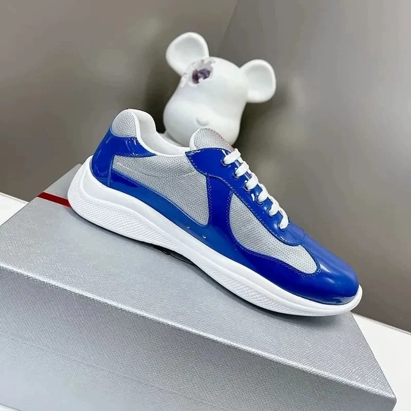 Chaussures de course polyvalentes à tête ronde pour domicile de l'Americas Cup, semelle plate véritable, cuir laqué de haute qualité