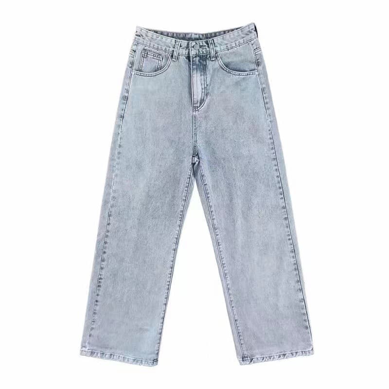Men's Clothing Jeans men's loose straight spring and autumn style wide leg pants style nine point pants light colored casual trousers