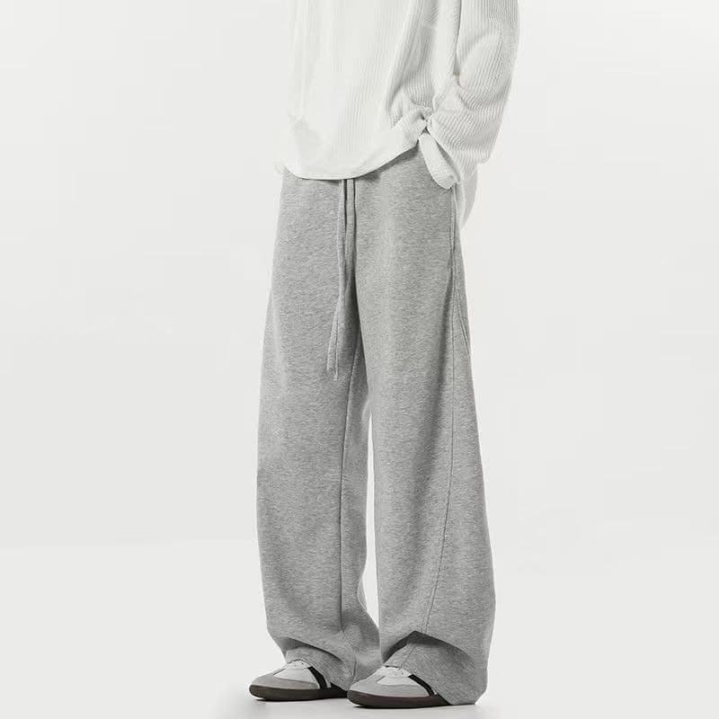 Men's Vintage Washed Drop-Cuff Sweatpants – 90s Baggy Fit With Fleece Lining (Black/Grey/Oatmeal) – High-Stretch Polyester For Streetwear Comfort