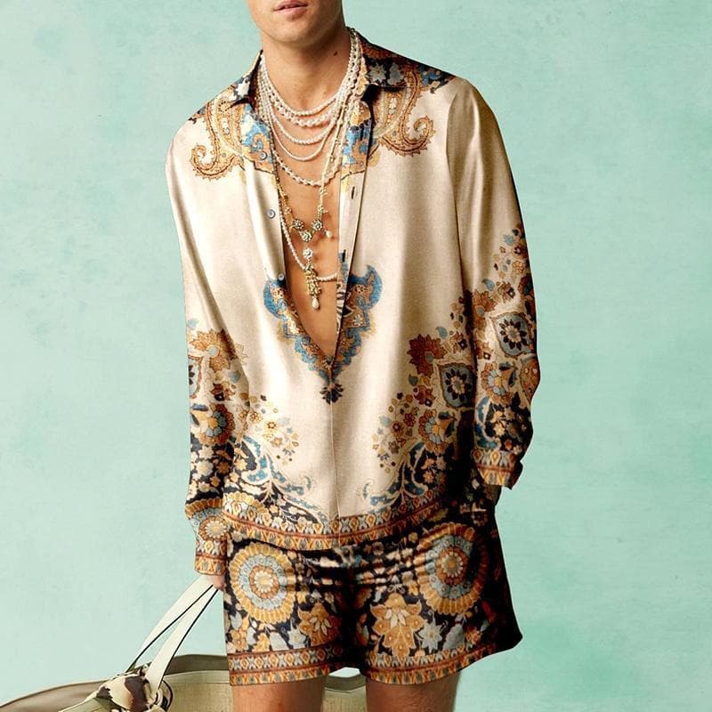 New 3D Printed Men's Set Casual Summer Loose Fitting Shirt