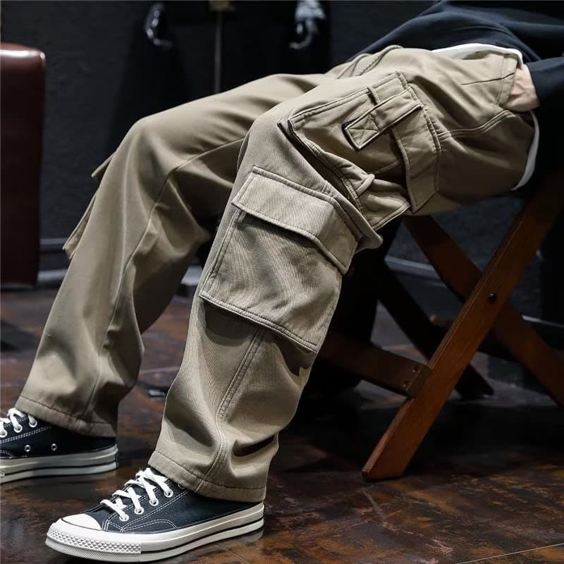 [WorkwearHeritage] Men's Cargo Pants - Relaxed Fit Multi-Pocket | Vintage American Style