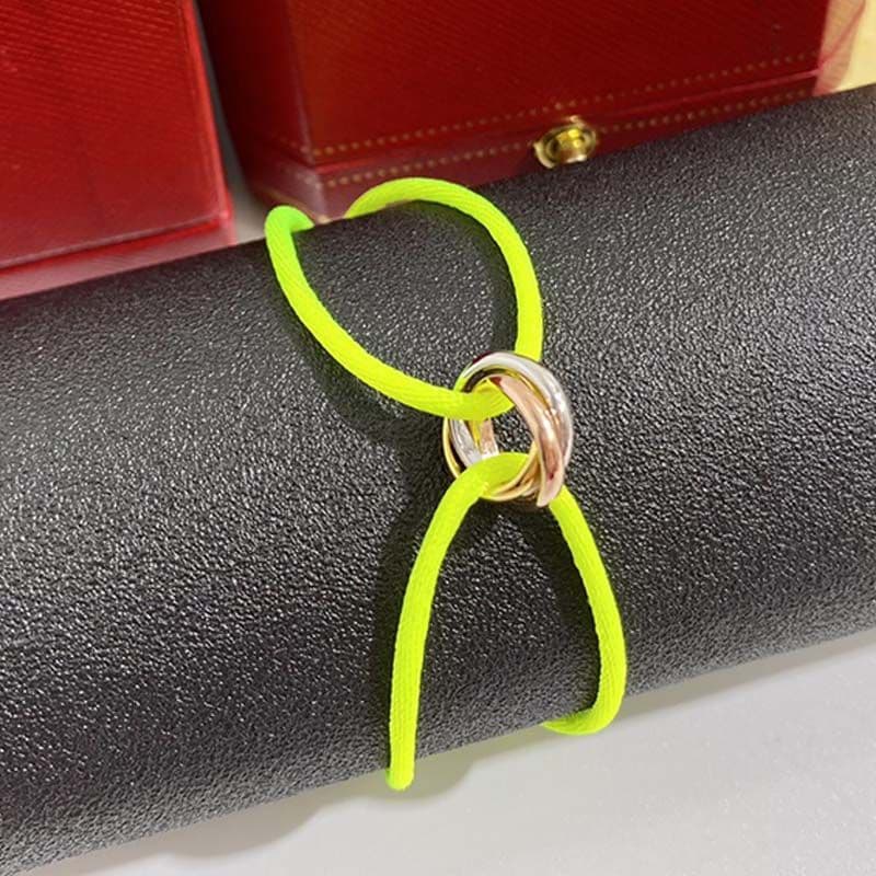 Bracelet homme femme créateur bijoux or unisexe acier inoxydable 3 boucles métal ruban lacé chaîne multicolore