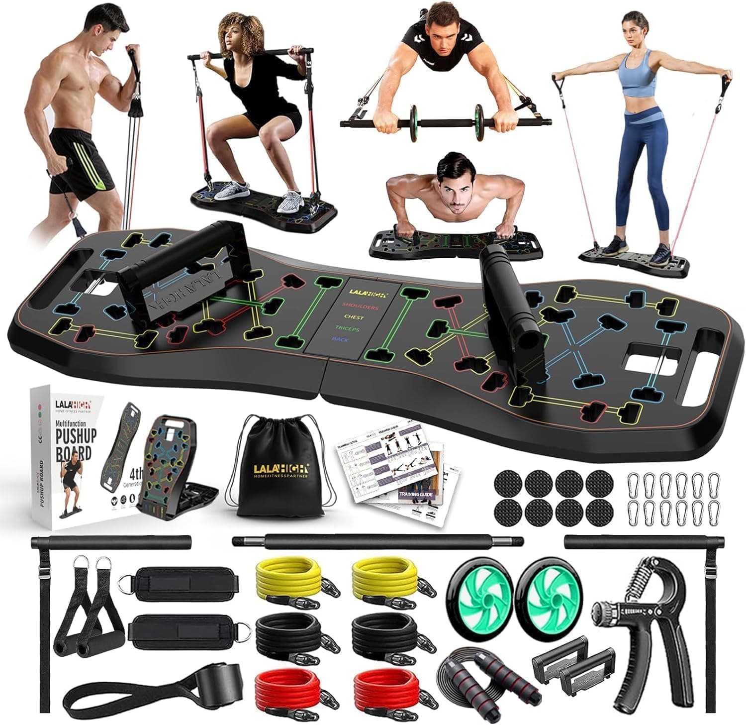 Gym System: Large Compact Push Up Board, 20 in 1 Pushup Bar at Home Gym Workout Equipment for Floor Full Body for Men and Women, Gift for Boyfriend