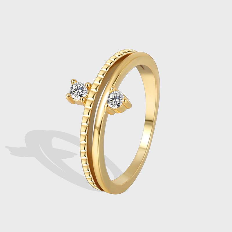 Brass Gold Plated Joint Ring One Piece Delivery Fashion Personality Inlaid Double Zircon Ring