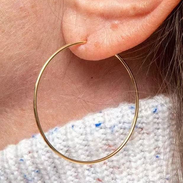 Women's Jewelry Simple Ultra Thin Large Earrings Stainless Steel Earrings Cross Border Plain Ring Exaggerated Round Gold Glossy Earrings