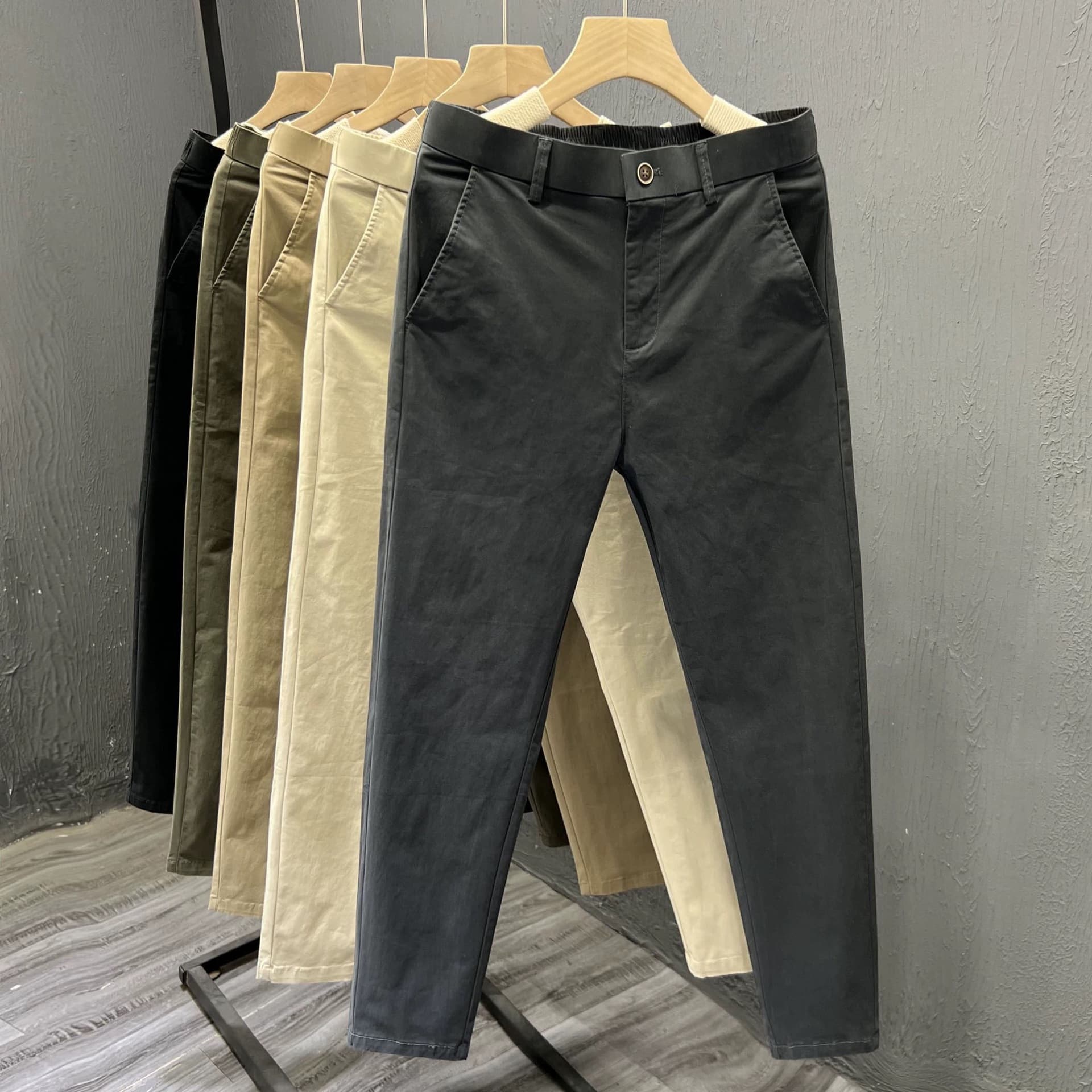 Men's Clothing High End Solid Color Nine Point Pants Spring And Summer New Korean Version Slim Fit Versatile British Style Straight Casual Pants
