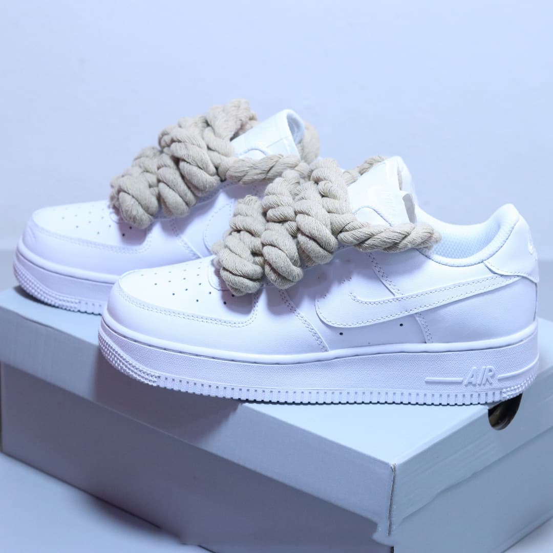 Baskets en corde transfrontalières à lacets épais pour femmes, style Air Force One édition limitée, décontractées pour hommes