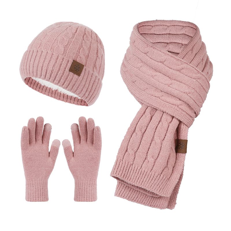 Autumn/Winter hat Gloves scarf three-piece knitted hat and fleece thickened woolen hat men's bib suit