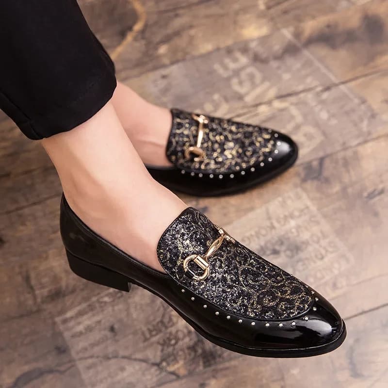 Shiny Leather For Platform Dress Shoes Slip On Men Loafers Party Designer Wedding Footwear Zapatos Para Hombres