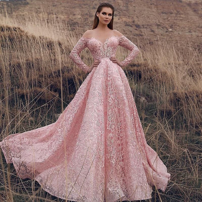 Women's Clothing Fashion Sexy Hollow One Shoulder Embroidered Wedding Dress Full Swing Dress