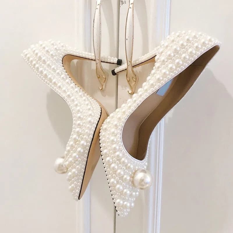 Open Toes Sandals Bridal Dress Wedding Shoes Summer Flat Slippers Designer Slingbacks Pearl Satin Platform Pumps Women