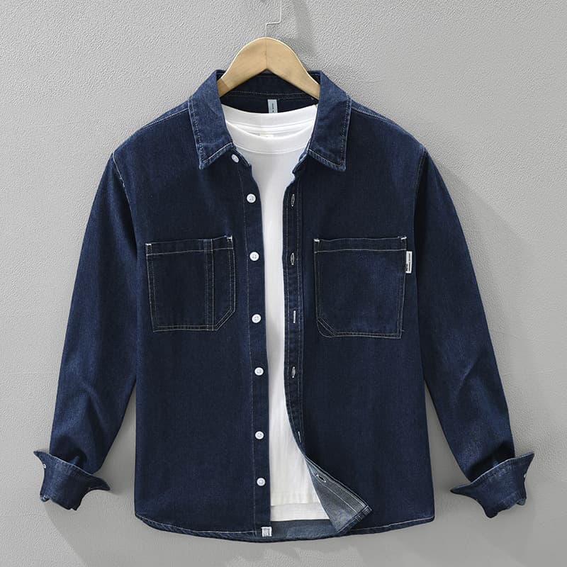 Retro Denim Long Sleeved Shirt, New Fashionable And Versatile, Artistic And Casual Loose Top, Men's Clothing