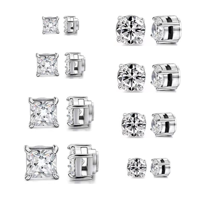 Stainless Steel Clip Earrings Magnetic Zircon Hoop Earrings Unique Fake Ear Studs High End Niche No Ear Piercing Required