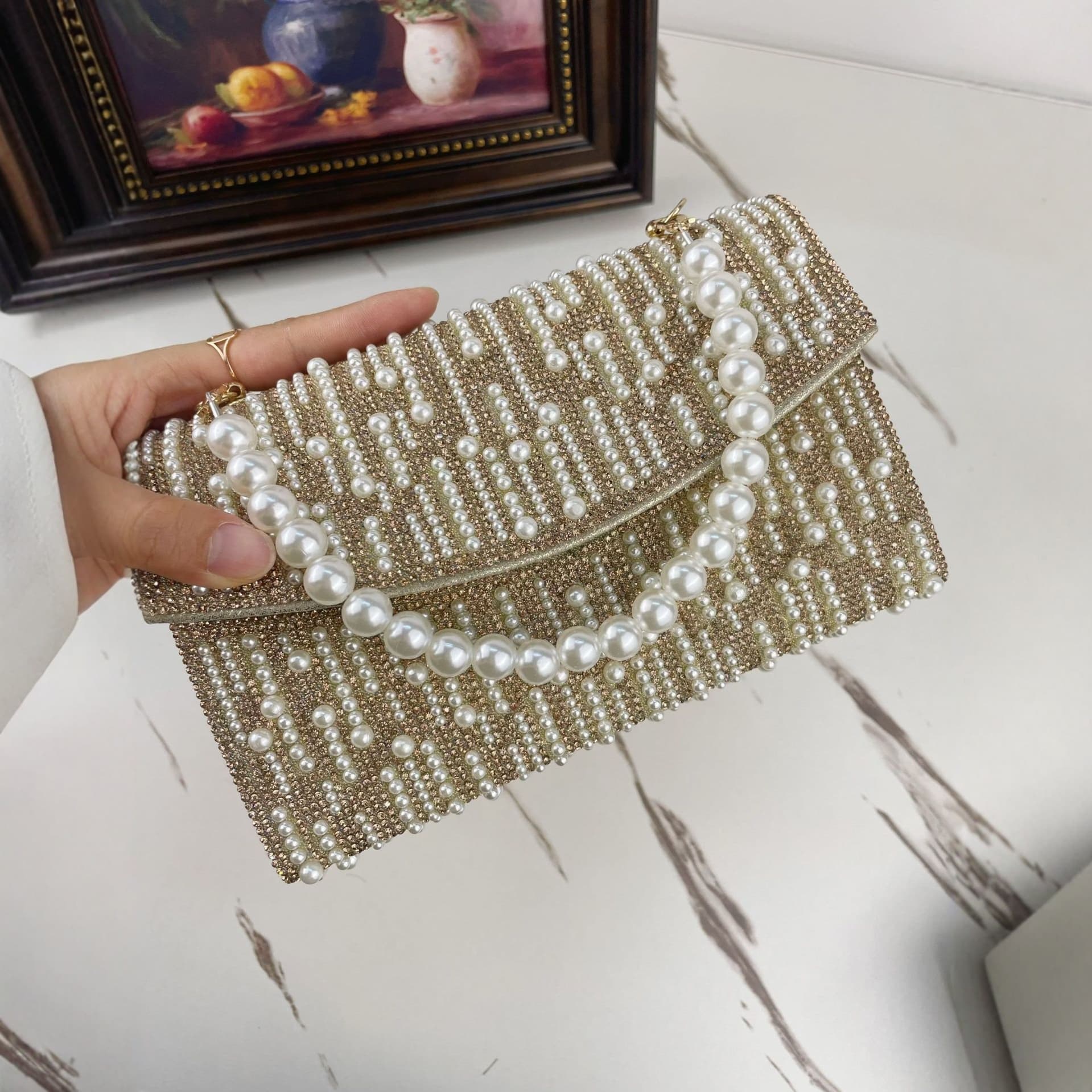 2025 High-End Pearl Socialite Evening Bag Shantou Handbag Direct