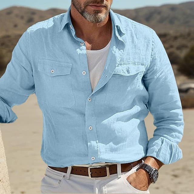 Men's Clothing latest men's linen casual shirt simple casual clothing