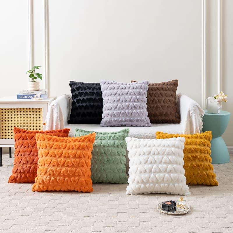 Embroidered Heart Throw Pillow Cover – Soft Polyester Cushion Case For Sofa & Bed (45x45cm/50x50cm/55x55cm, Modern Minimalist)​