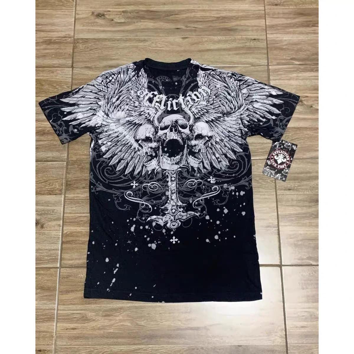 Men's Clothing Short Sleeved Printed Skull T Shirt Top Versatile Casual Neck Short Sleeved