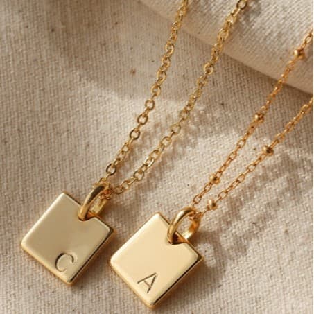 Women's Jewelry Personalized K Gold Engraved 26 Letters Fashion Necklace Gold Rectangular Titanium Steel 26 English Letter Necklace