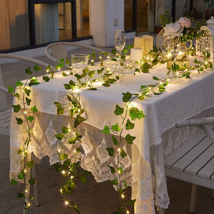 Artificial Leaf String Lights Fairy Garland 5m/10M LED Lights For Garden Decor Wedding Home Living Room, Party, Gift, Birthday, Battery Powered