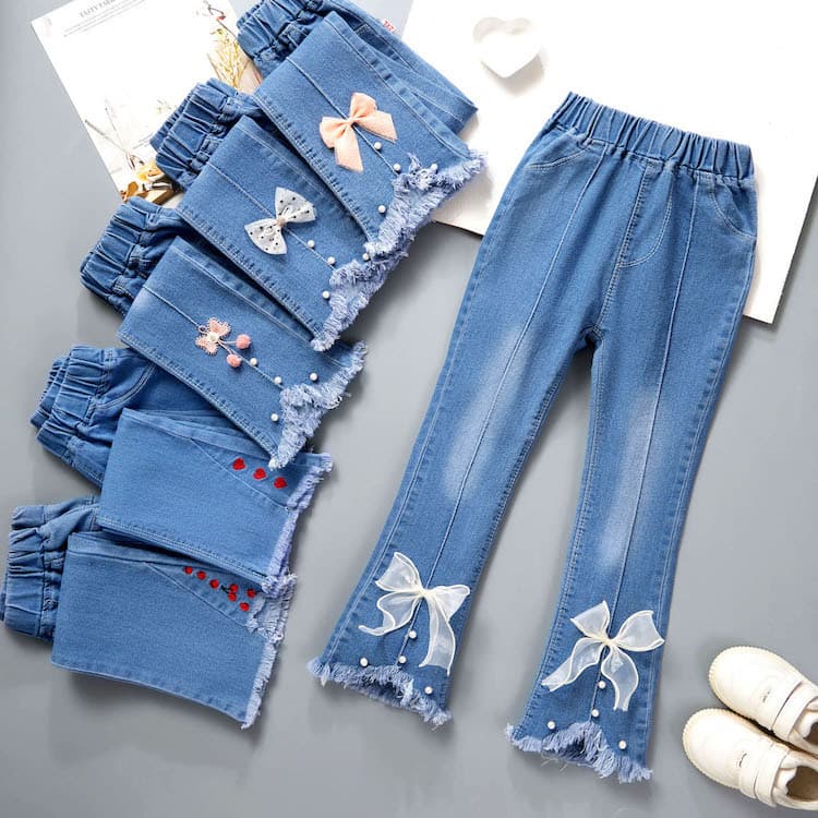 Mother&Kids Children's jeans for girls Large children wide leg pants for baby casual girls flared long pants
