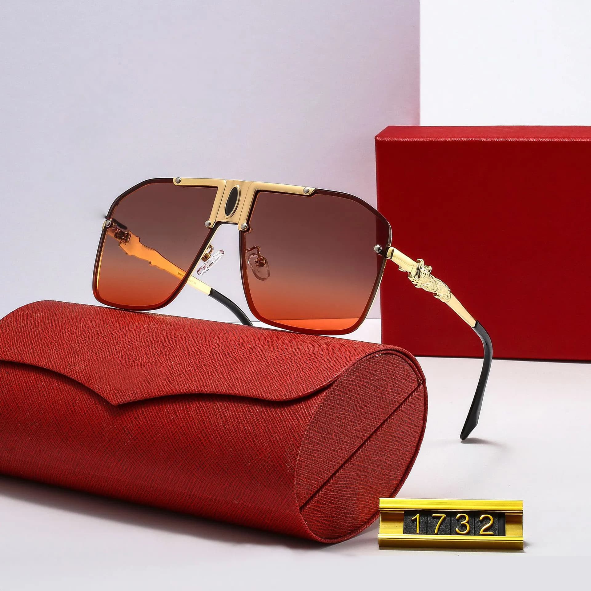 New gloden black grey Mans Sunglasses Metal Frame central symbol highlights brand Wide View Goggles Driving UV400