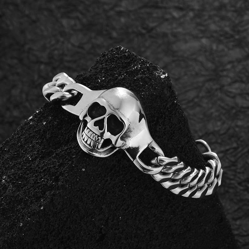 European And American Style Titanium Steel Skull Personality Fashion Men's Bracelet Trendy Punk Hip Hop Rock Accessories