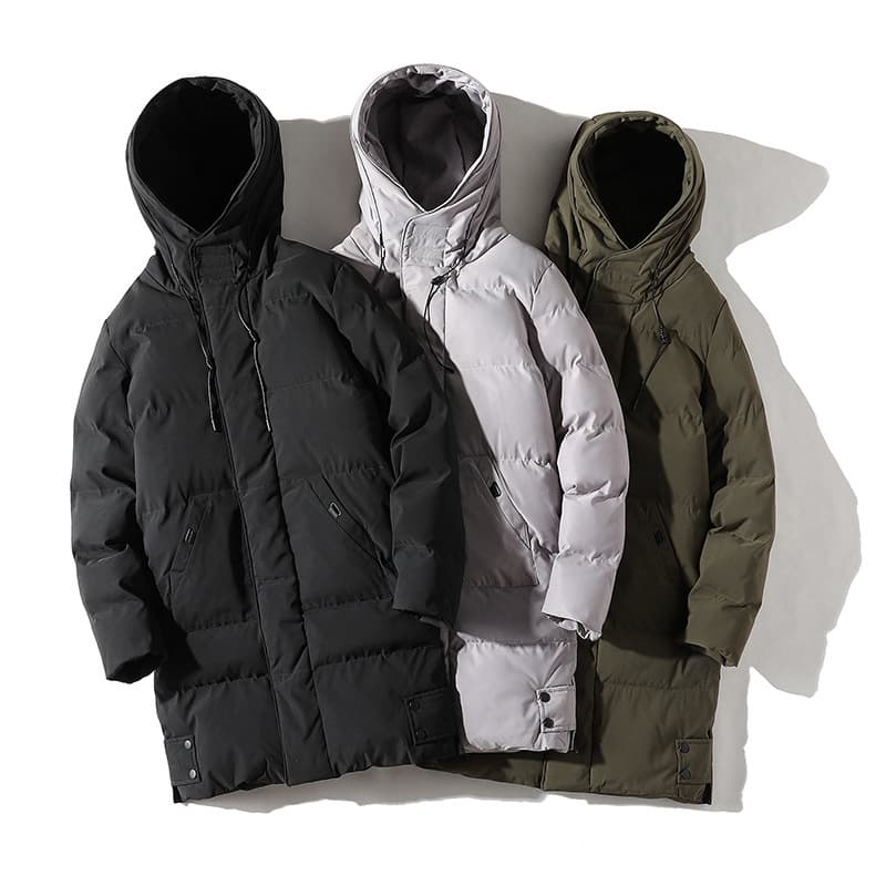 Veste d'hiver matelassée à capuche pour garçon - Manteau en coton épais pour adolescents et étudiants, vêtement d'extérieur chaud mi-long (noir/gris/vert armée, tailles M à 8XL)