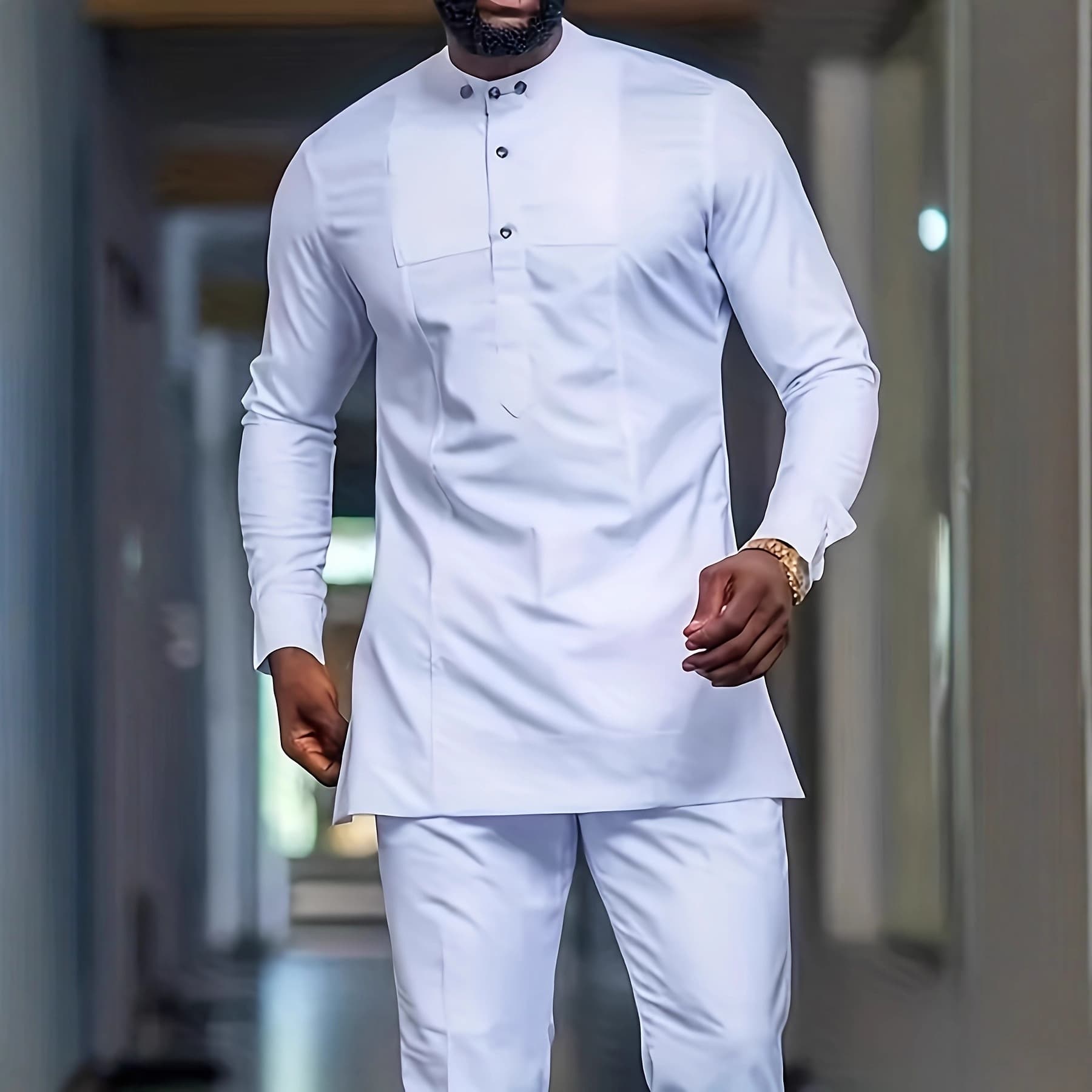 Costume noir africain décontracté brodé pour homme, manches longues, idéal pour les mariages et les banquets.