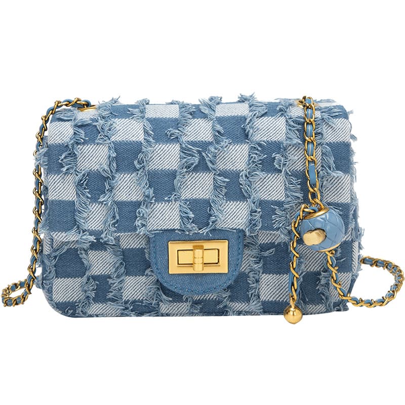 Shoulder Bags High-quality Textured Niche Design Canvas Bags Rhombic Chain Denim Messenger Bags High-end Women's Bags