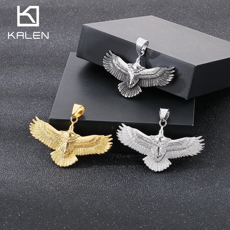 Men's Jewelry Hiphop Hip Hop Eagle Pendant Retro Vacuum Plating Eagle Wings Stainless Steel Men's Pendant