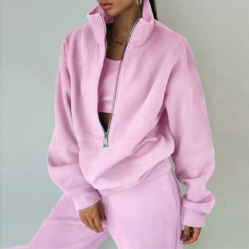 Women's Fleece Hoodie & Jogger Set - Streetwear Casual Outfit For Spring, Soft & Comfortable Two-Piece Lounge Wear