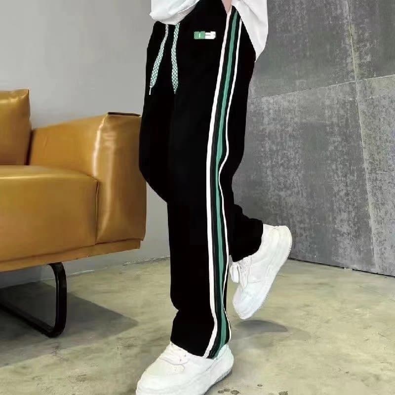 Striped loose slimming straight leg pants for men with a high-end sense of sports leisure, summer protective pants,