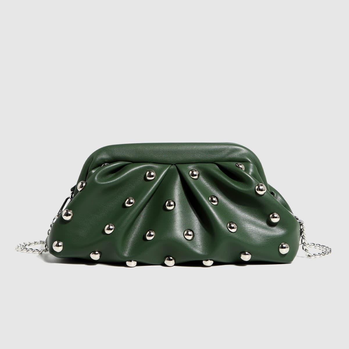 Women's Bags New Pleated Dumpling Bag Rivet Clutch Dumpling Bag Chain Shoulder Messenger Bag Clip Children's Bag