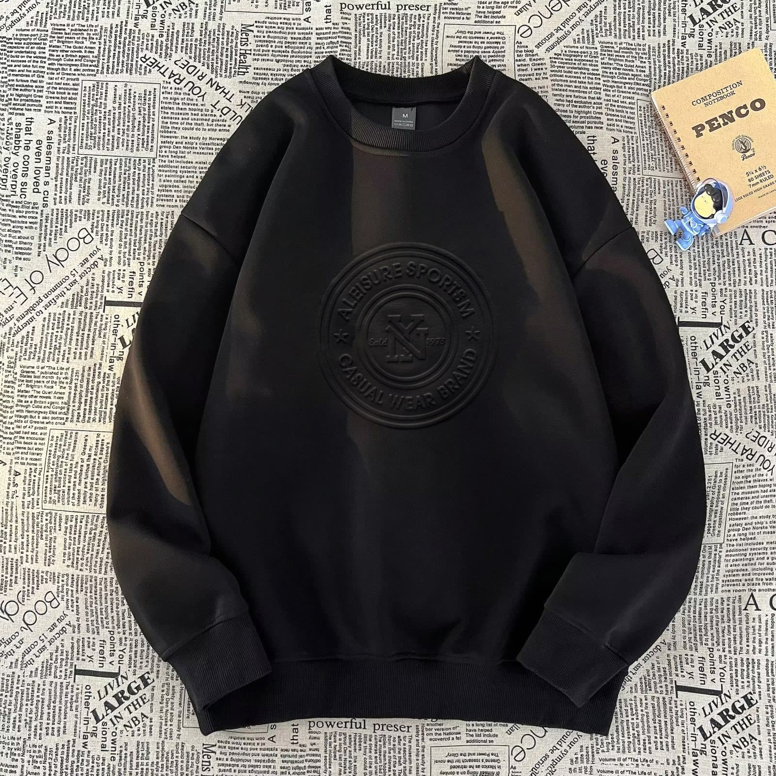 Men's Clothing Sweatshirt men's trend new spring and autumn 3D steel printed concave and convex letters simple and versatile couple casual sweatshirt