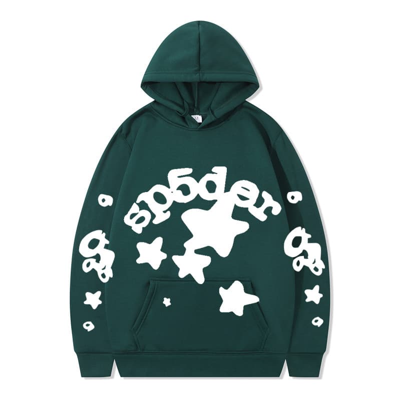 Sweat à capuche unisexe SP5DER imprimé toile d'araignée, marque tendance européenne et américaine, grandes tailles, coupe ample.