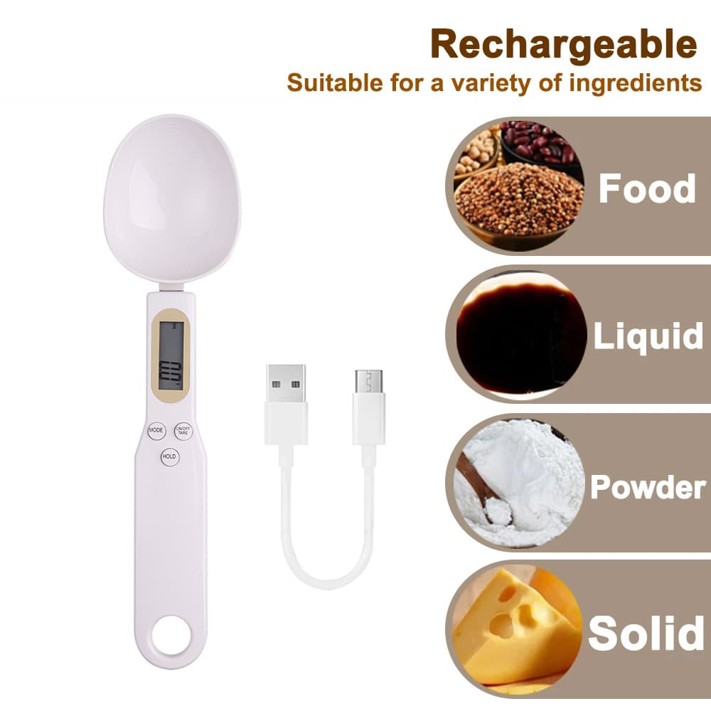 USB Recharge Kitchen Scale 500g/0.1g LCD Digital Measuring Food Flour Spoon Scale Mini Kitchen Tool for Milk Coffee