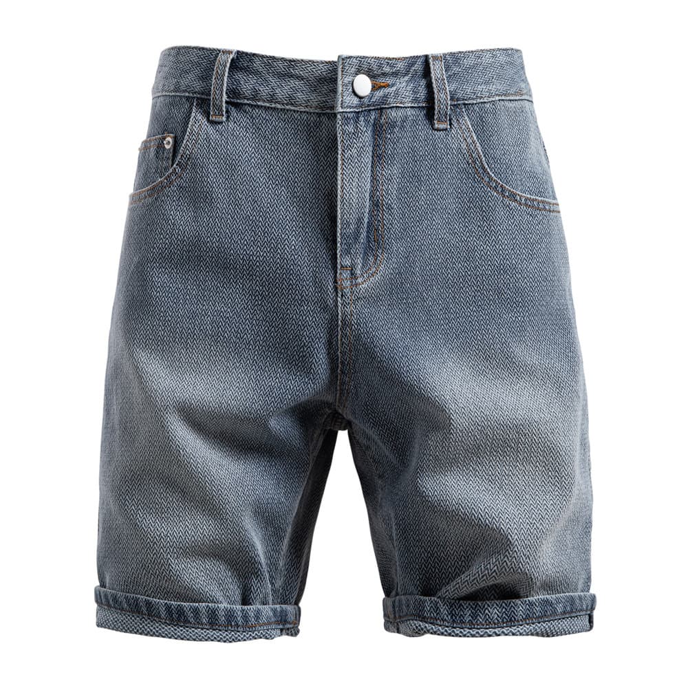 2025 Summer New Cross-Border Starry Sky Pattern European And American Retro Straight Five-Point Men's Denim Shorts